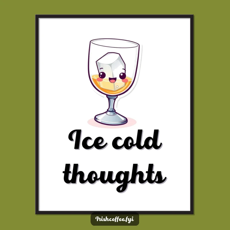 Funny Whiskey Glass Skiing Poster: Hilarious Ice Cube Wall Art, Perfect for Home Bar