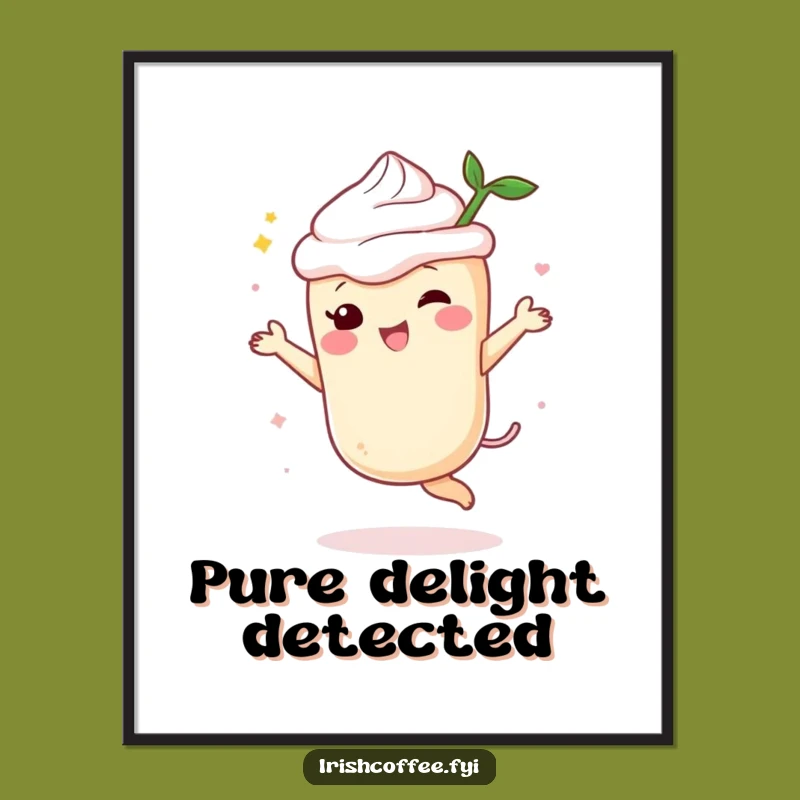 Funny Cream Liqueur Dancing Poster: Vibrant Spirit Character Art, Great Funny Gift!