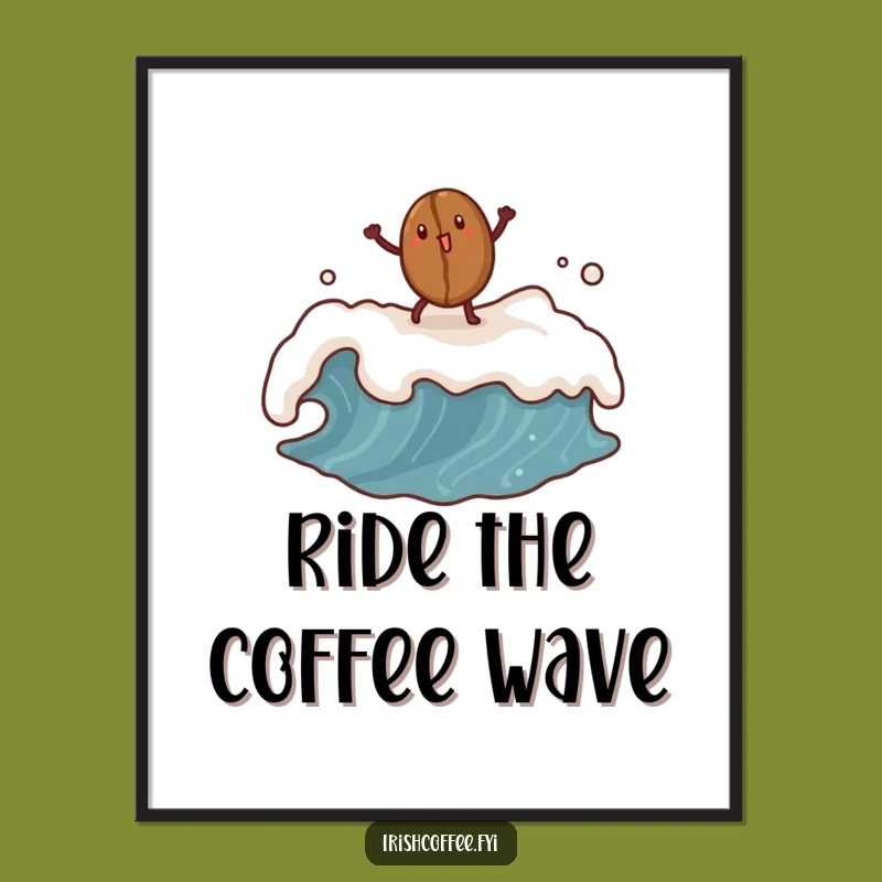 Funny Coffee Bean Wave Poster: Lively Brew Art, A Humorous Decor Gift