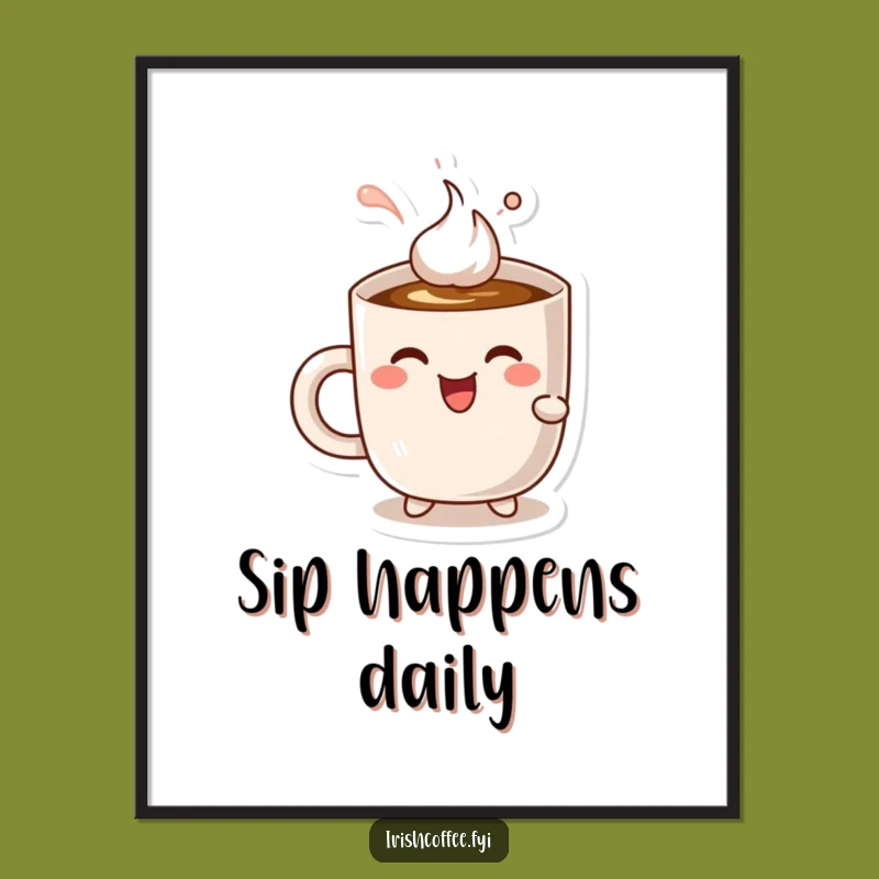 Funny Mug Sips Coffee Poster - Decorate with Coffee-Fueled Delight