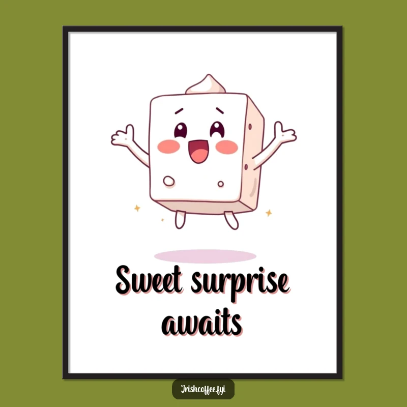 Funny Surprised Sugar Cube Jumps Poster - Whimsical Wall Art!