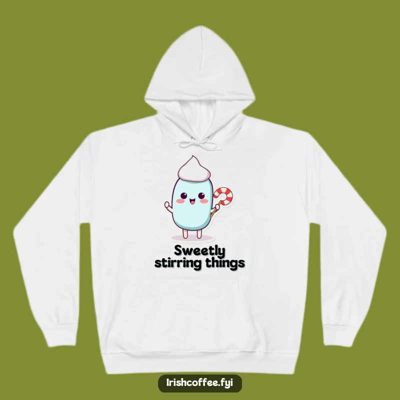 Cozy Funny Stir Stick Hoodie - Playful Candy Cane, Warm Sweet Gift