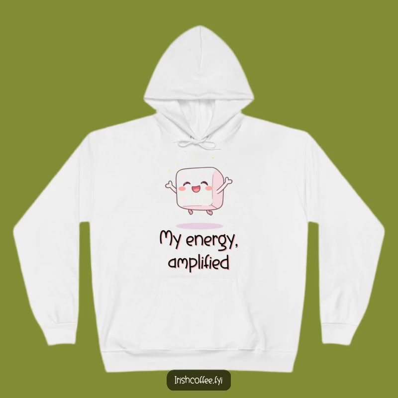 Cozy Funny Sugar Cube Joy Hoodie: Warm Comfort with a Leaping Cube, Ideal Funny Gift