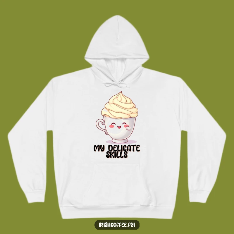 Funny Balancing Cup Character Hoodie: Cozy Cream Swirl Humorous Funny Gift