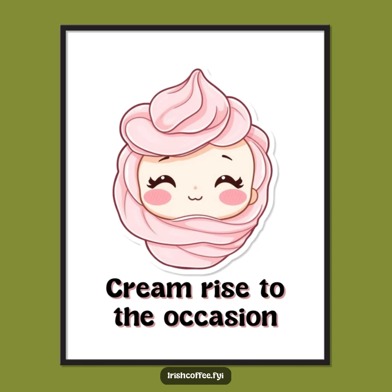 Funny Free Printable Wall Art: Shy Whipped Cream Swirl, Hilarious Downloadable Decor