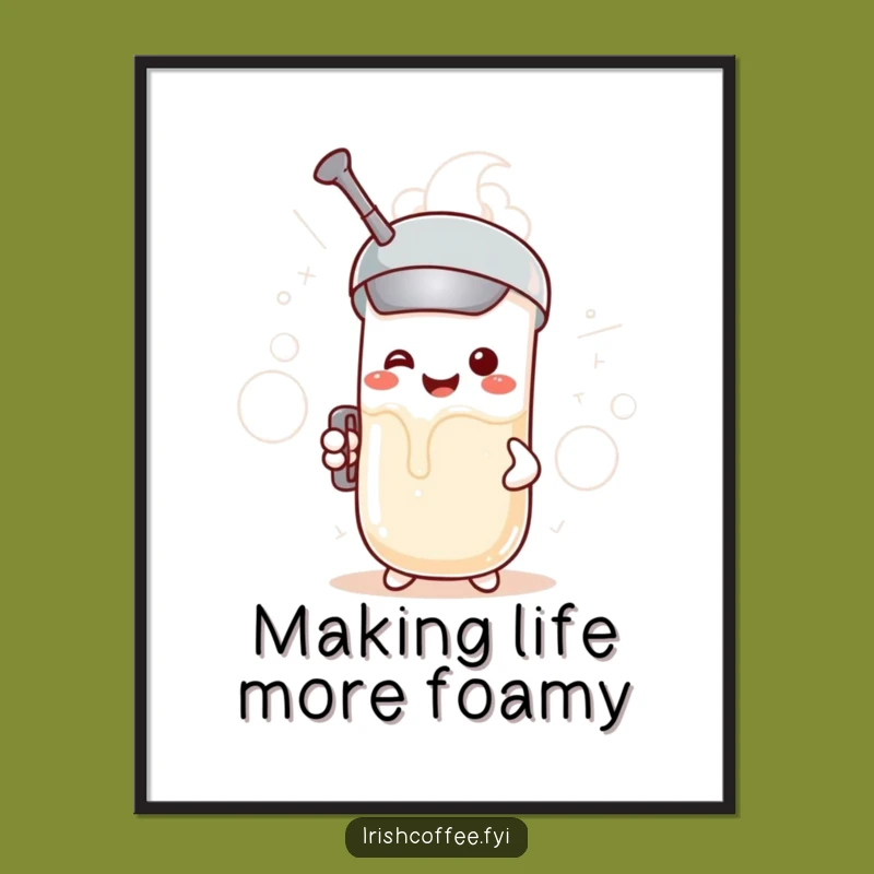 Free Printable Wall Art: Excited Milk Frother Funny Downloadable Art Gift