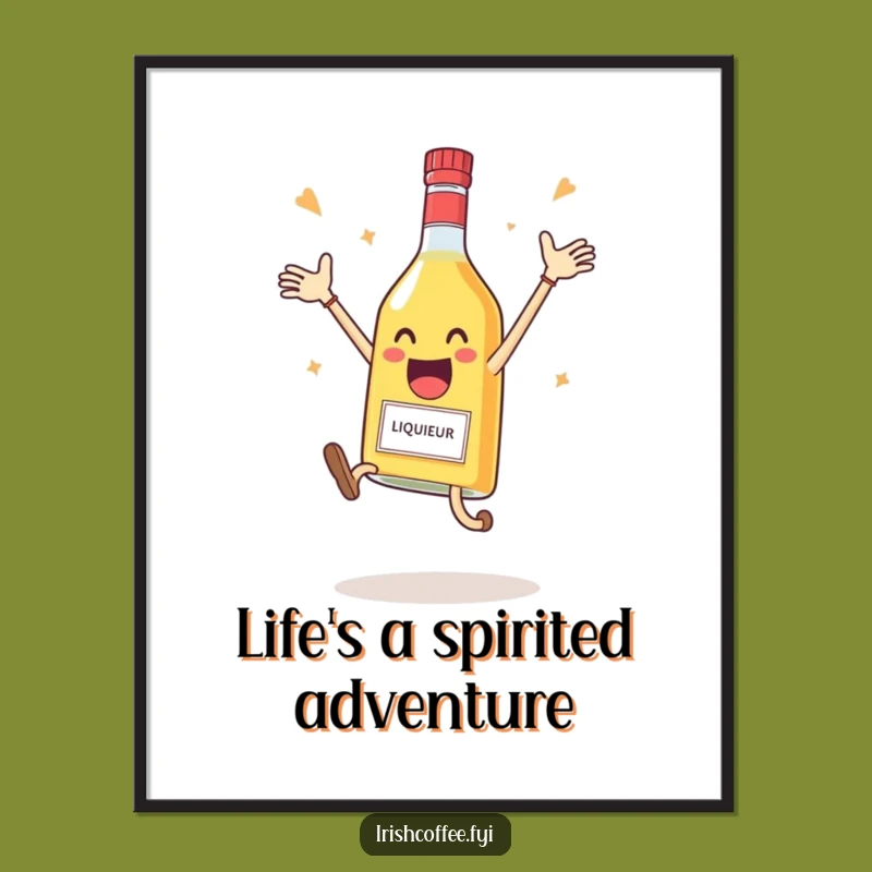 Free Printable Wall Art: Jumping Liqueur Bottle Party Funny Downloadable Art Gift