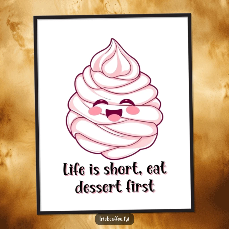 Funny Free Printable Wall Art with a cheerful whipped cream swirl laughing with pure delight, bringing sweet vibes to any room.