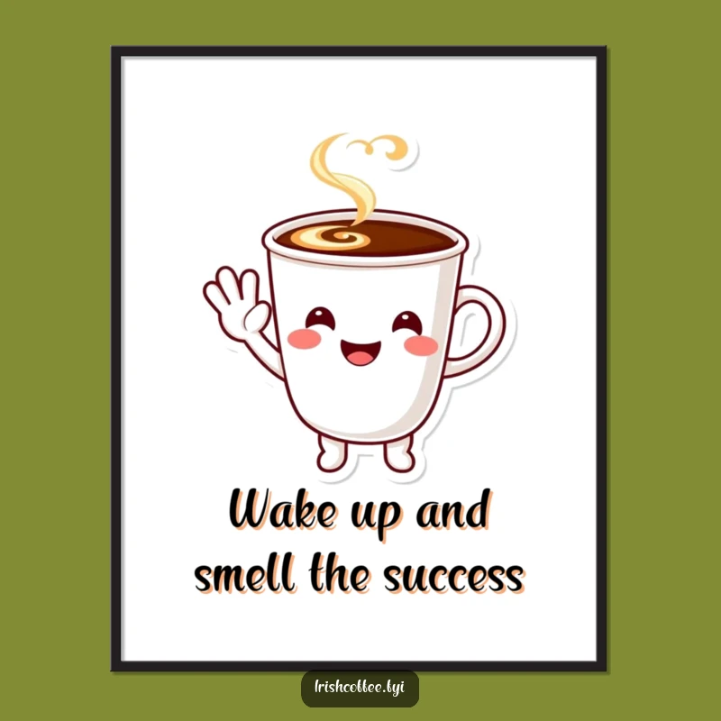 Funny Free Printable Wall Art: Waving Coffee Cup Decor