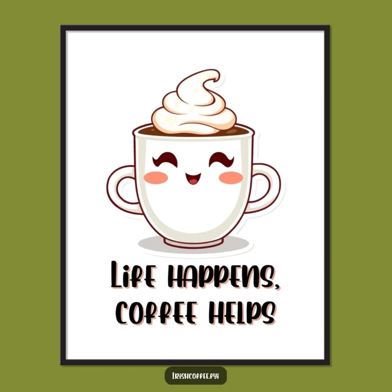 Funny Free Printable Wall Art: Winking Coffee Cup - Cheerful Downloadable Decor