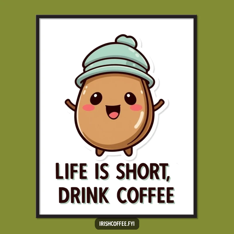 Free Printable Coffee Bean Art: Tiny Hat Vibes! Funny Downloadable Decor