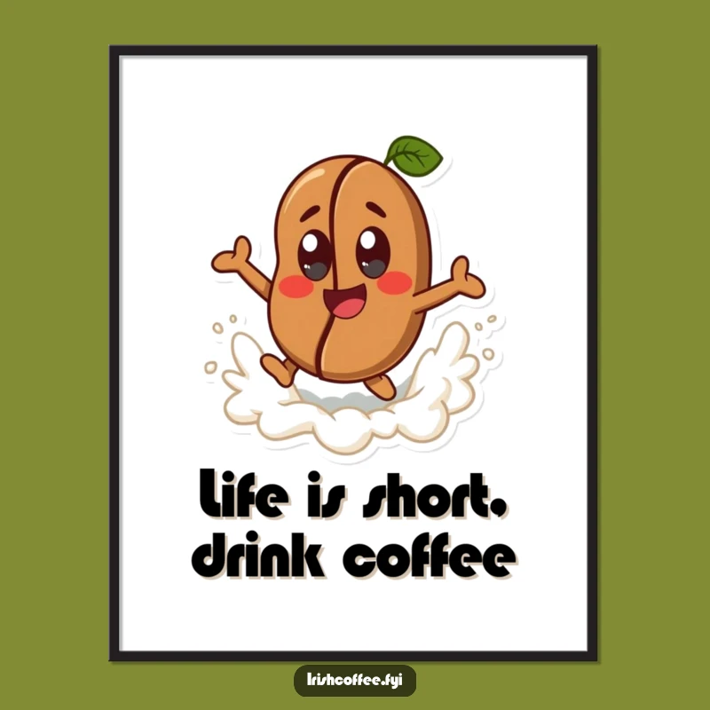 Free Printable Wall Art: Coffee Bean Leap, Energetic Downloadable Decor Gift