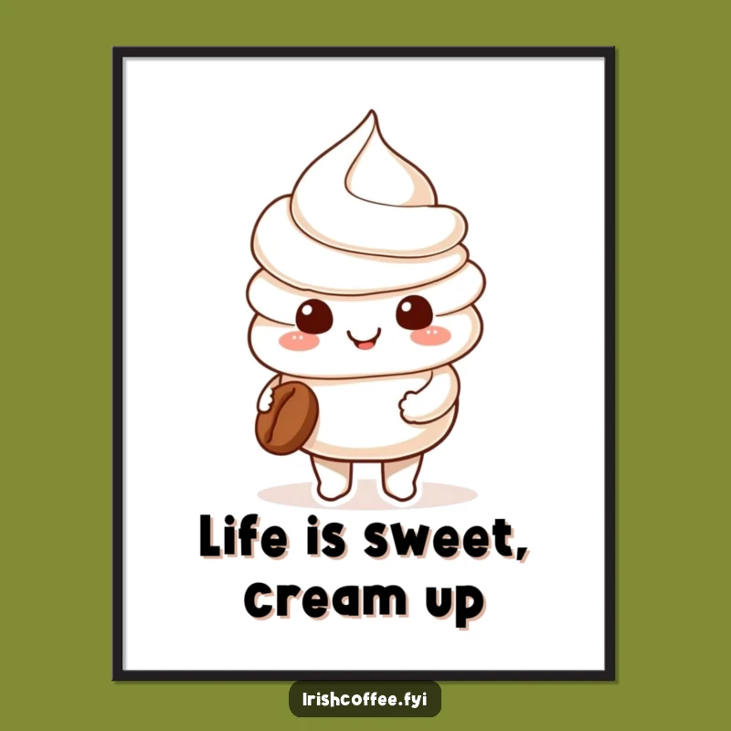 Free Printable Wall Art: Whipped Cream Coffee Decor, Downloadable Art