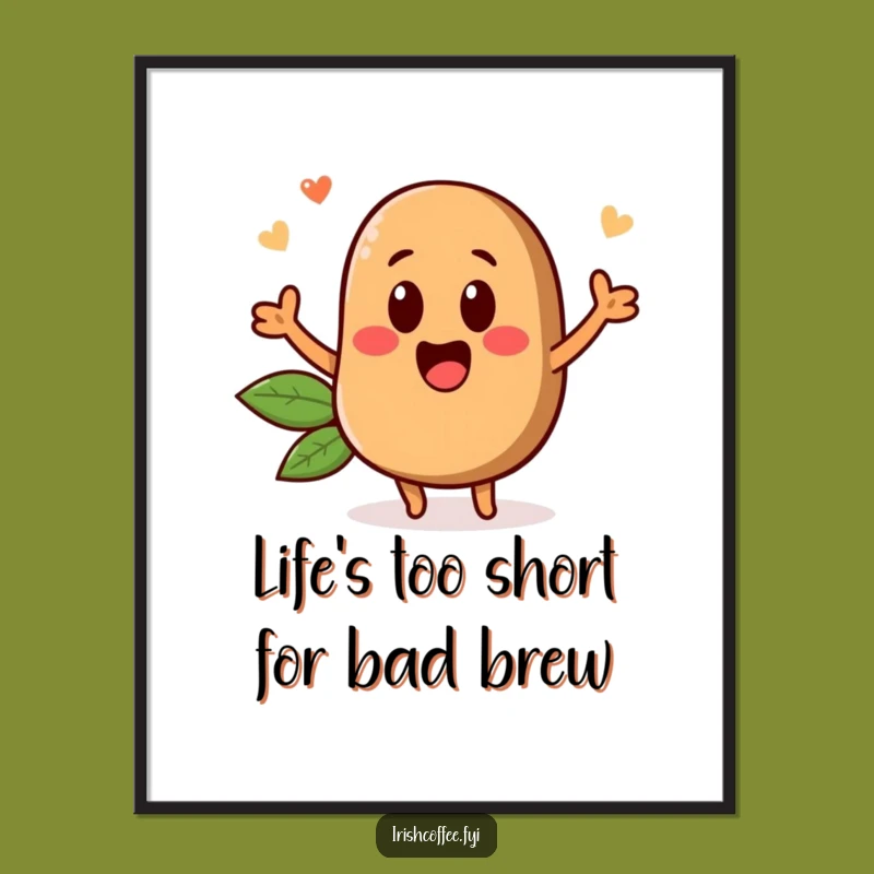 Free Printable Wall Art: Funny Coffee Bean Popping Up Joyful Moment Downloadable Decor