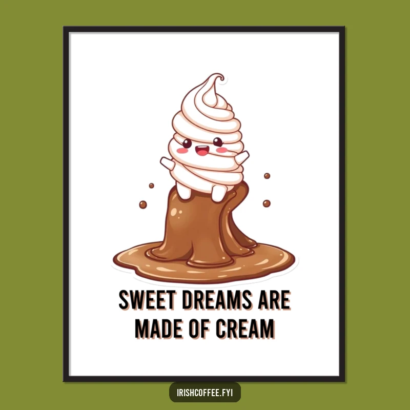 Free Printable Coffee Art: Whipped Cream Slide Funny Downloadable Wall Decor