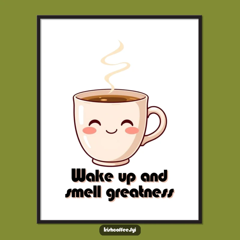 Funny Free Printable Wall Art: Coffee Cup Smile - Cozy Downloadable Decor