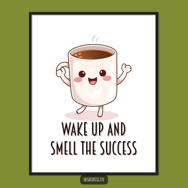 Funny Free Printable Wall Art: Dancing Coffee Mug - Cheerful Downloadable Decor