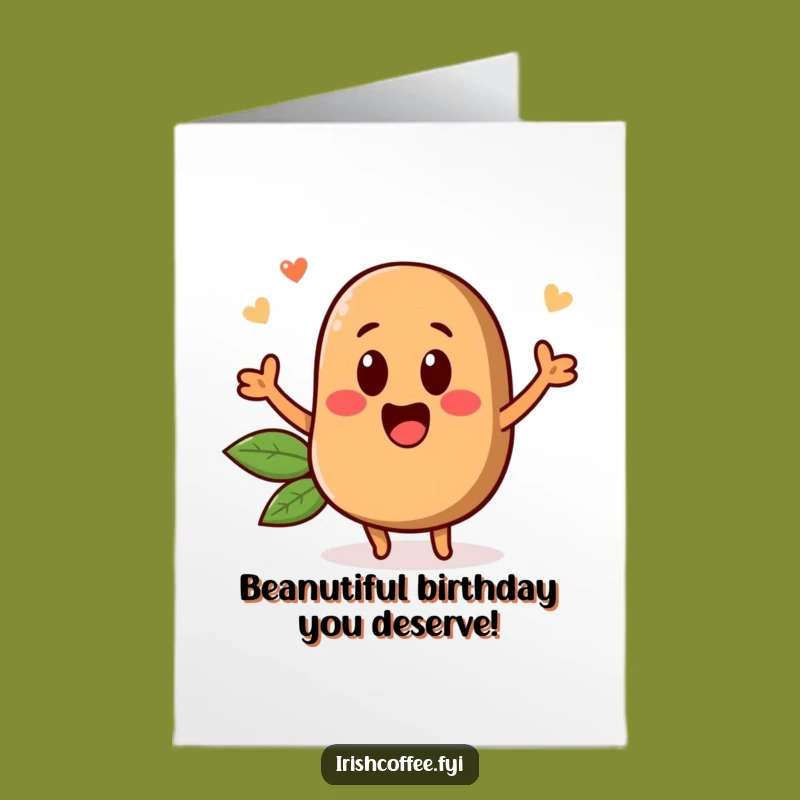 Free Printable Birthday Card: Funny Coffee Bean Popping Up Surprise Downloadable Gift