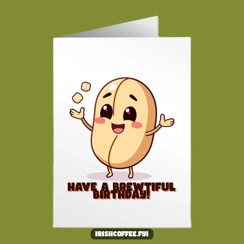 Free Printable Birthday Card: Juggling Coffee Bean Humor, Downloadable Fun Gift