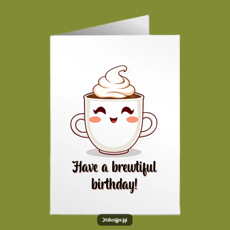 Free Printable Birthday Card: Winking Coffee Cup - Funny Downloadable Gift