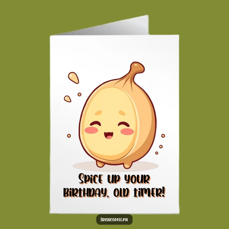 Free Printable Birthday Card: Winking Nutmeg Grates Itself, Funny Downloadable Gift