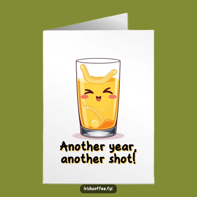 Free Printable Birthday Card: Winking Whiskey Glass Cheers Funny Downloadable Gift
