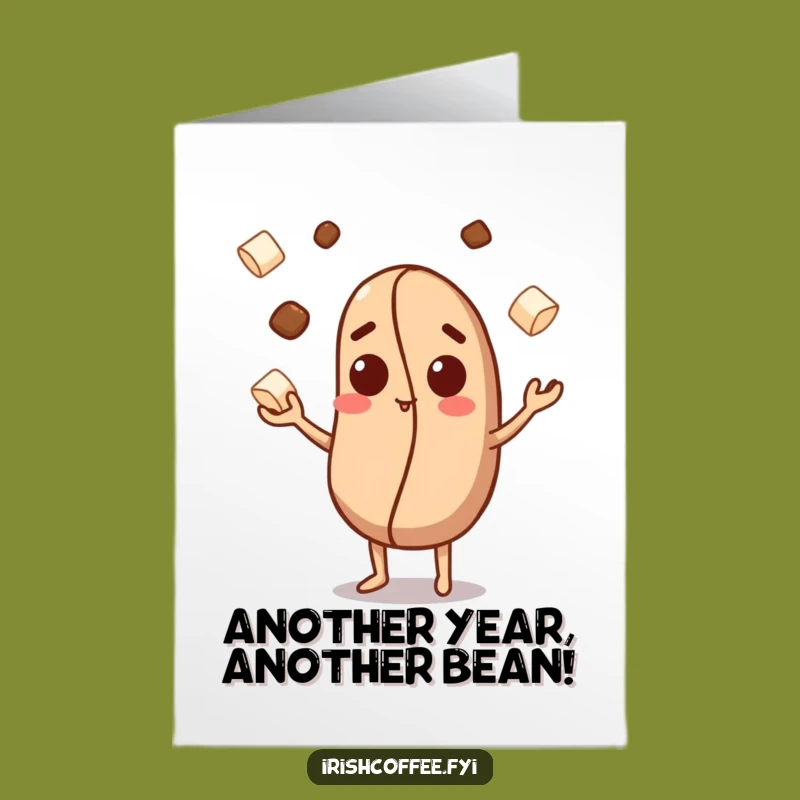 Free Printable Coffee Bean Birthday Card: Juggling Sugar Cubes Fun Gift