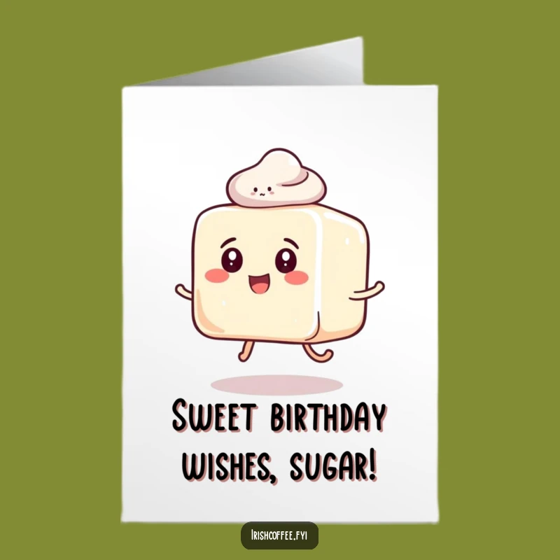 Free Printable Birthday Card: Hopping Sugar Cube Funny Downloadable Gift