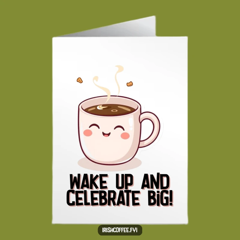 Free Printable Birthday Card: Giggling Coffee Mug Funny Downloadable Gift
