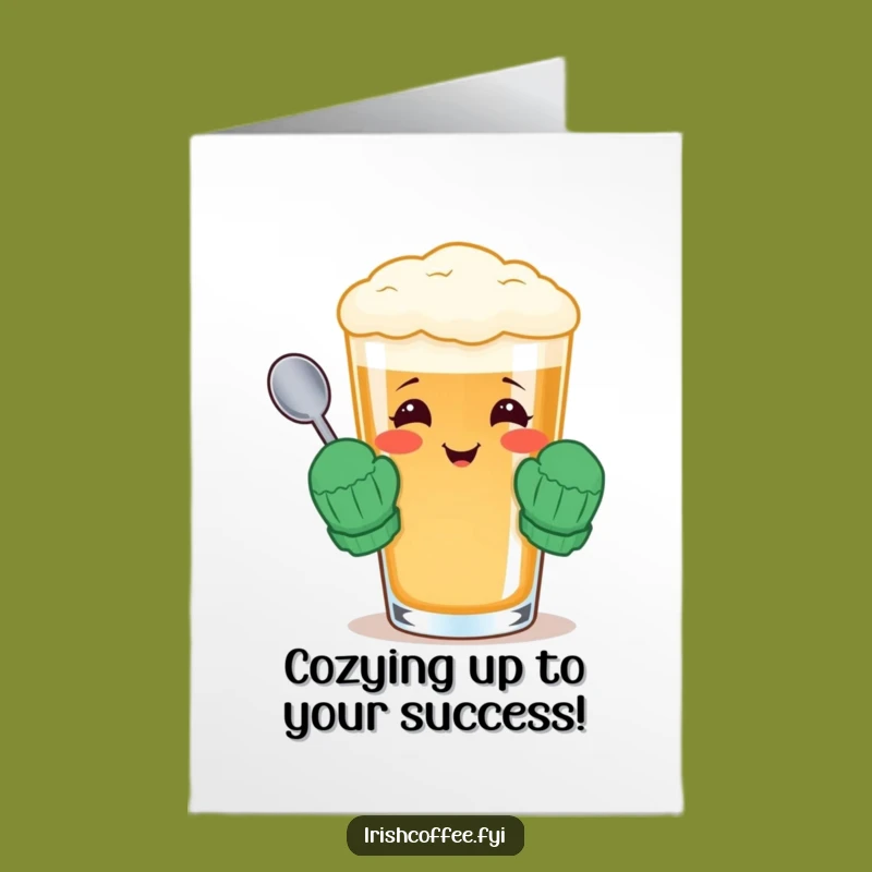 Free Printable Congratulations Card: Cozy Irish Coffee Glass Cheers Funny Downloadable Gift