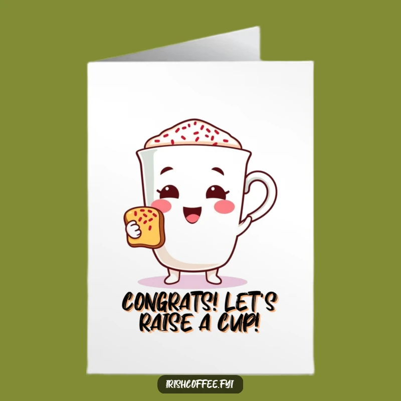 Free Printable Congrats Card: Coffee Cup Toast, Sprinkle Celebration Download