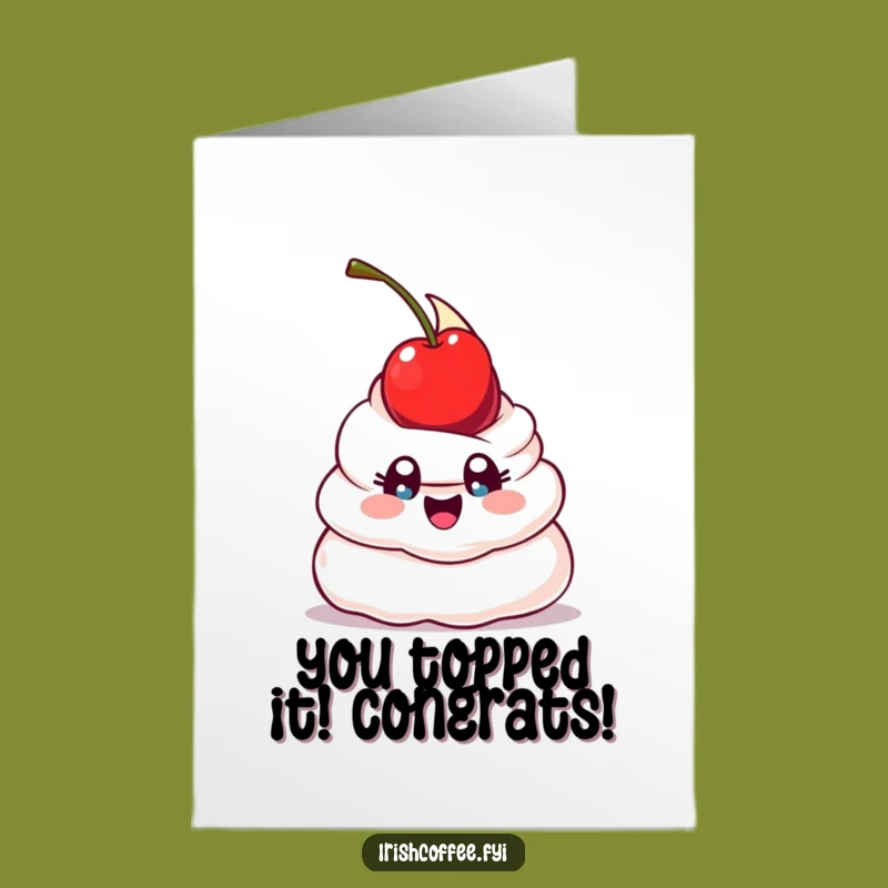 Free Printable Congrats Card: Whipped Cream Cherry Balance - Humorous Downloadable Gift