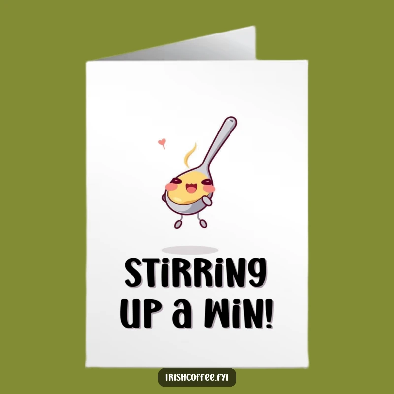 Free Printable Congrats Card: Playful Teaspoon Stirring Success, Downloadable Humor Gift