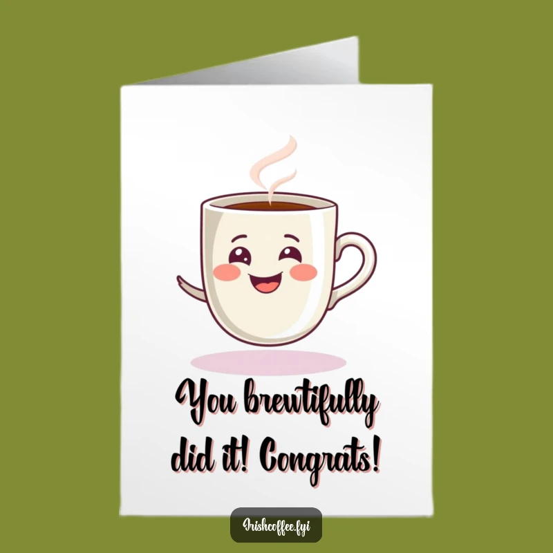 Free Printable Congrats Card: Espresso Spin Celebration, Downloadable Joyful Art