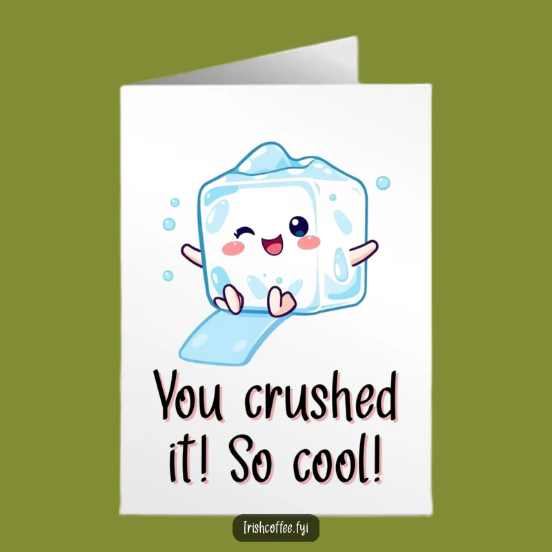 Free Printable Congrats Card: Icy Ice Cube Slide Success Downloadable Gift