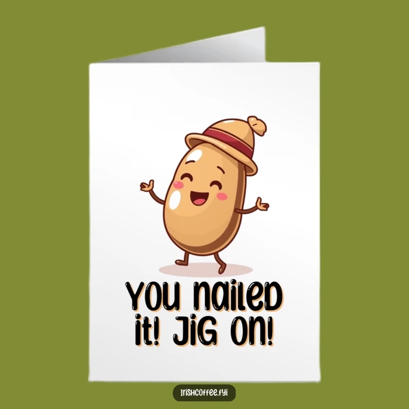 Free Printable Congrats Card: Happy Coffee Bean Dancing - Humorous Downloadable Gift