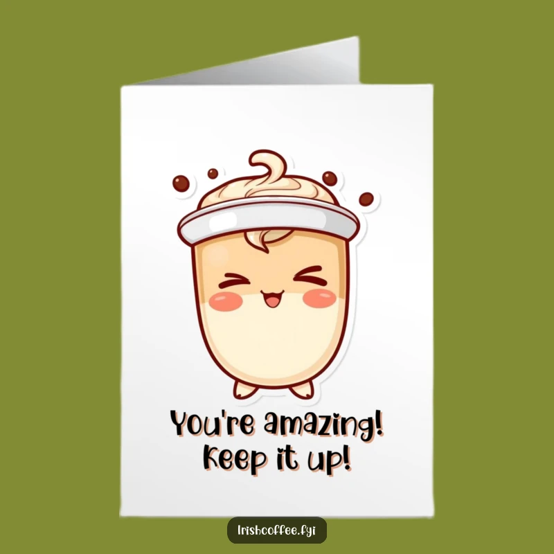 Free Printable Congrats Card: Winking Coffee Character, Playful Celebration Download