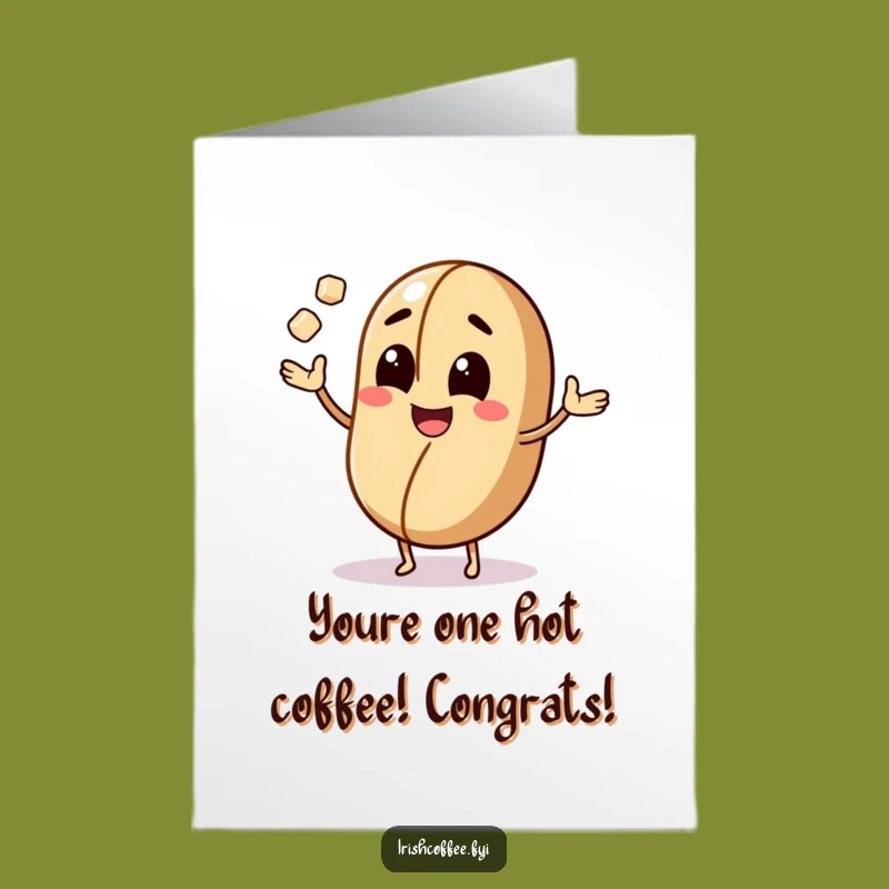 Free Printable Congrats Card: Juggling Coffee Bean Celebration, Downloadable Fun