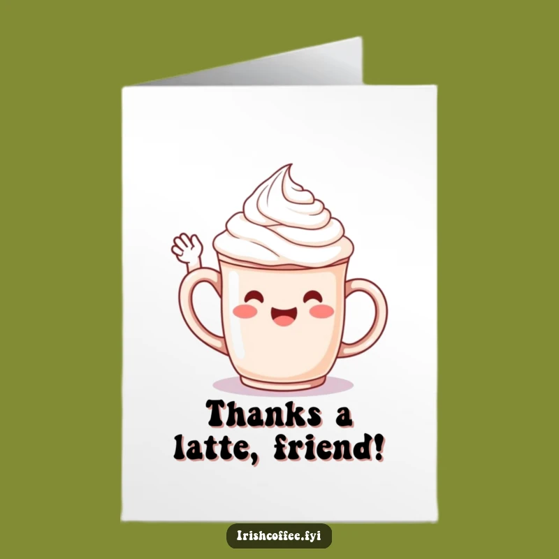 Free Printable Thank You Card: Cheerful Whipped Cream Mug Waving Thanks Funny Downloadable Gift