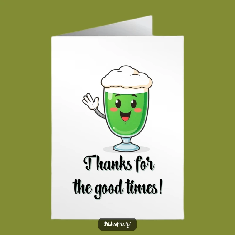 Free Printable Thank You Card: Irish Coffee Glass Expressing Gratitude Funny Gift