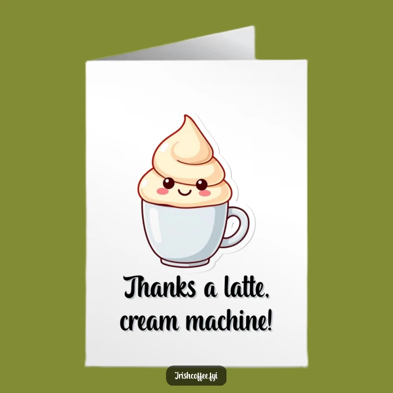 Free Printable Thank You Card: Adorable Cream Dollop Mug Gratitude Downloadable Gift