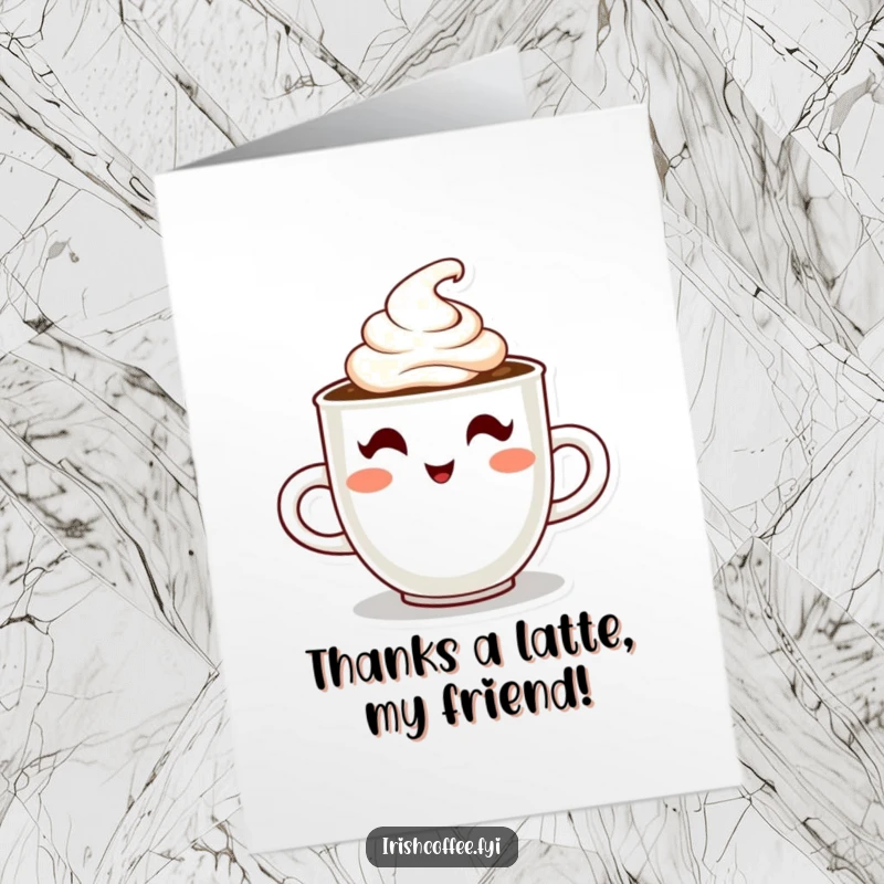 Funny Free Printable Thank You Card: A steaming coffee cup character winking, perfect for DIY thanks.