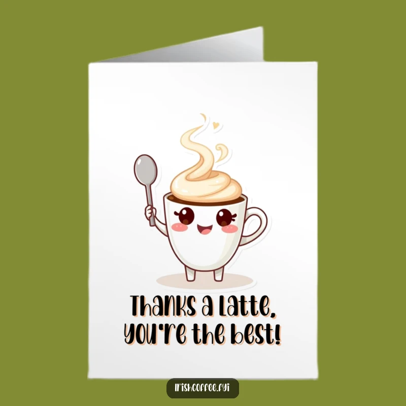 Free Printable Thank You Card: Grateful Coffee Cup Waving Spoon for Your Kindness
