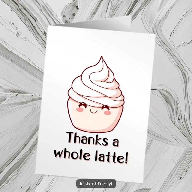 Funny Free Printable Thank You Card with a winking whipped cream swirl offering a sweet gesture of gratitude.