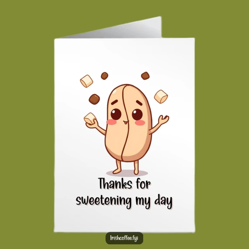 Free Printable Coffee Thank You Card: Juggling Sugar Cubes Funny Download