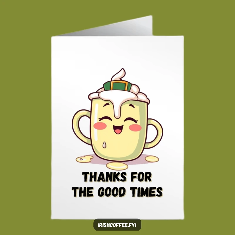 Free Printable Irish Coffee Thank You Card: Cream Spill Funny Download