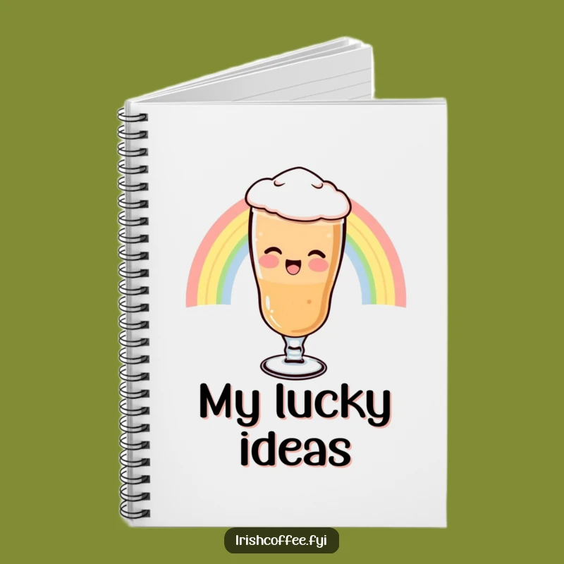 Funny Rainbow Irish Coffee Notebook - Cute Giggling Glass Journal, Perfect Funny Gift for Students