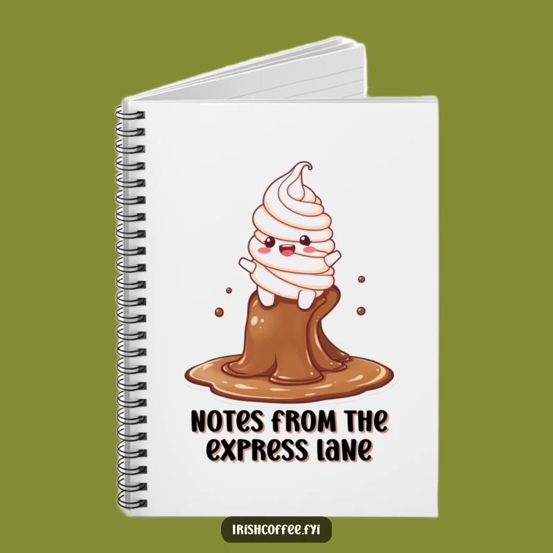 Funny Whipped Cream Notebook: Delighted Character Slides Down Coffee Stream, Journaling Funny Gift!