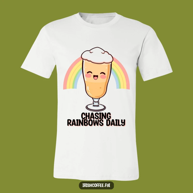 Funny Rainbow Irish Coffee T-Shirt - Giggling Glass Cartoon Tee, Perfect Funny Gift for Charm Seekers