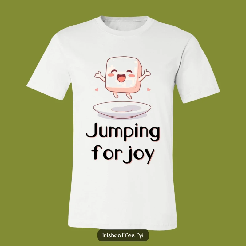 Funny T-Shirt with a Jumping Sugar Cube Character an Exciting Gift